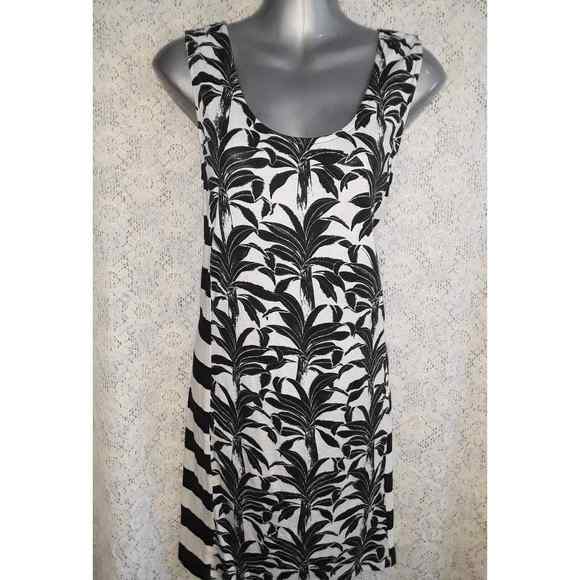See By Chloe Sz 8 Dress Blackand White Palm Tree Shift EUC